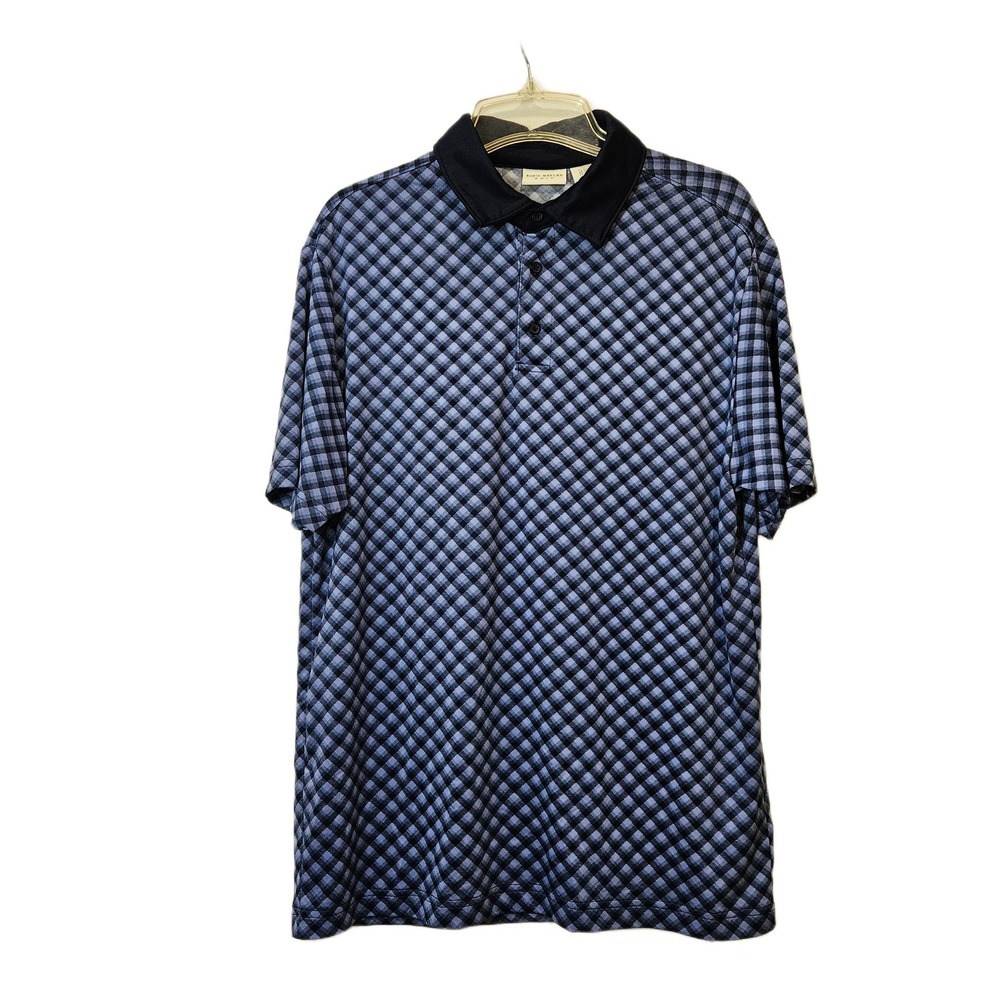 Rorie Whelan Men's‎ Medium Blue Plaid UPF 50 Performance Golf Polo